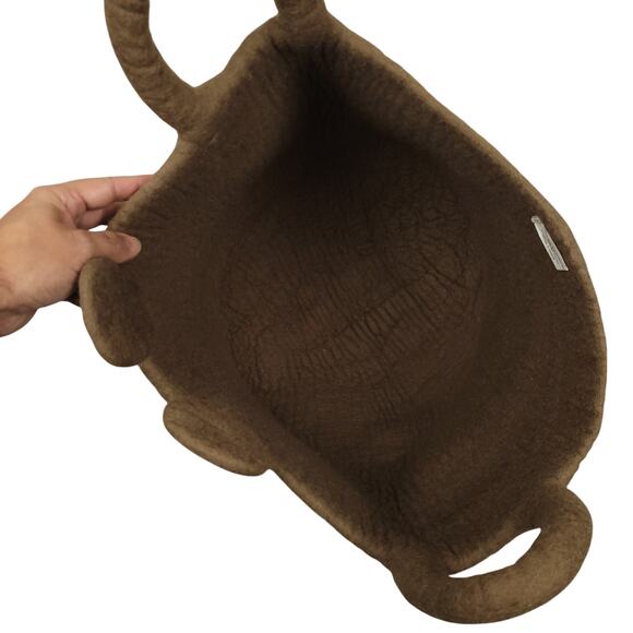 Place & Time Bear Storage Basket Set 100% Wool Nursery Toys Made In Nepal Brown - Picture 16 of 16